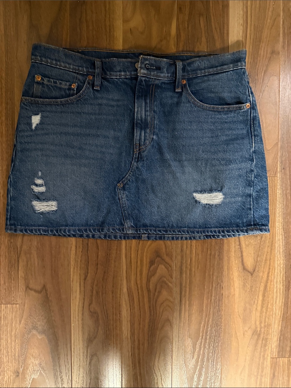 Levi's Blue Distressed Denim Mini Skirt